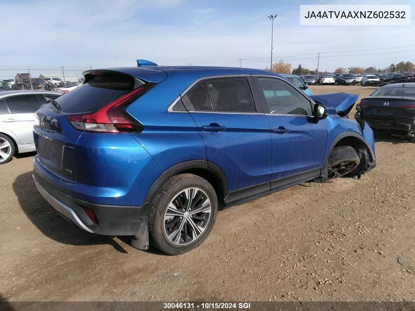 2022 Mitsubishi Eclipse Cross Le VIN: JA4ATVAAXNZ602532 Lot: 30046131