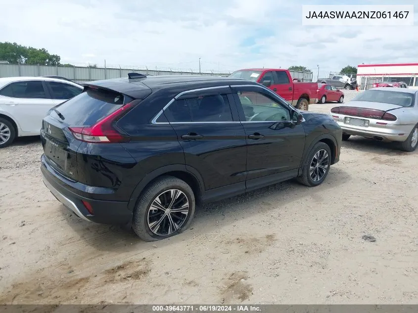 2022 Mitsubishi Eclipse Cross Se/Se Special Edition/Sel/Sel Special Edition VIN: JA4ASWAA2NZ061467 Lot: 39643771