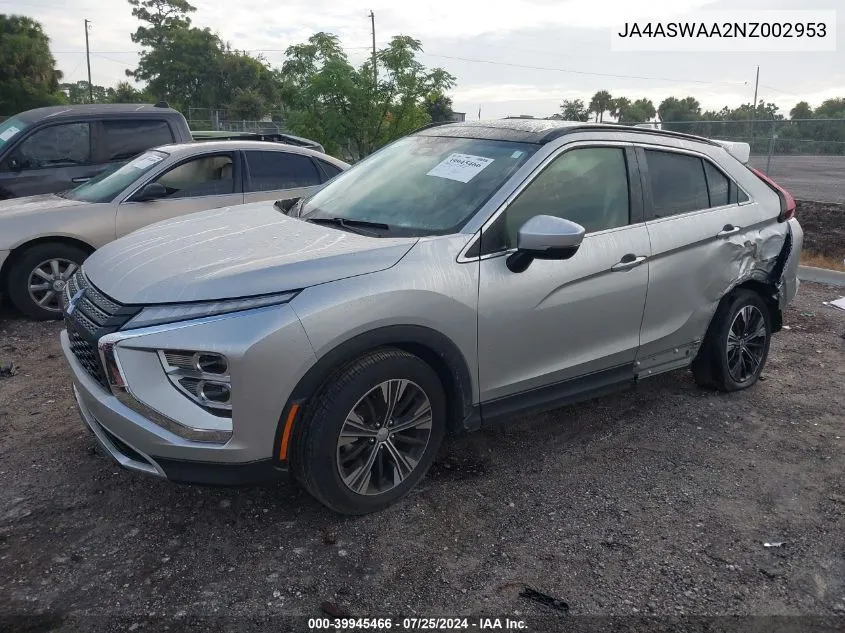 JA4ASWAA2NZ002953 2022 Mitsubishi Eclipse Cross Se/Se Special Edition/Sel/Sel Special Edition