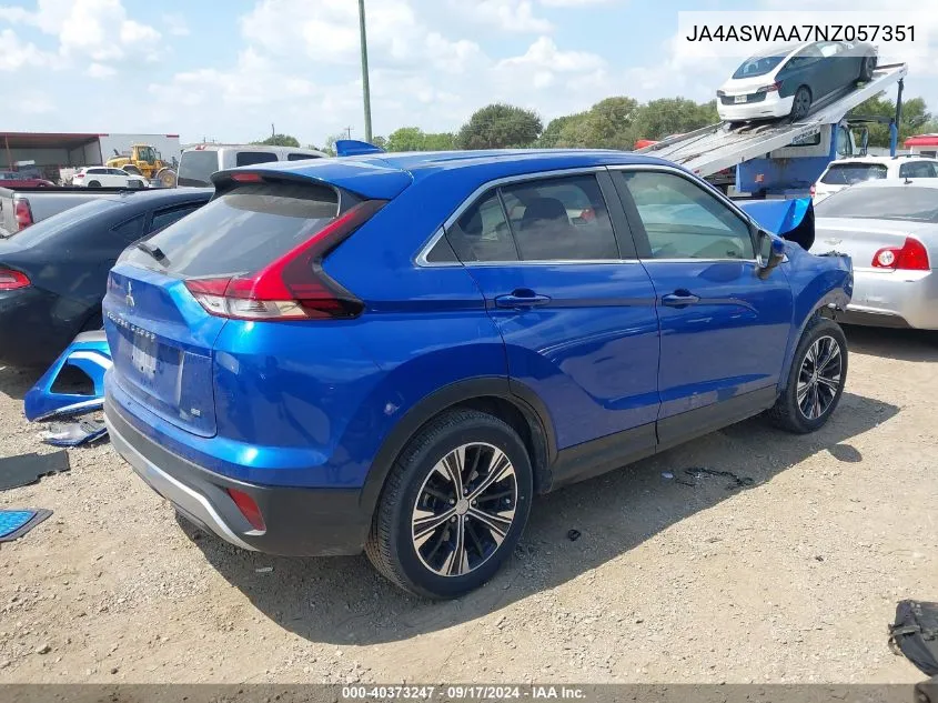 JA4ASWAA7NZ057351 2022 Mitsubishi Eclipse Cross Se/Se Special Edition/Sel/Sel Special Edition