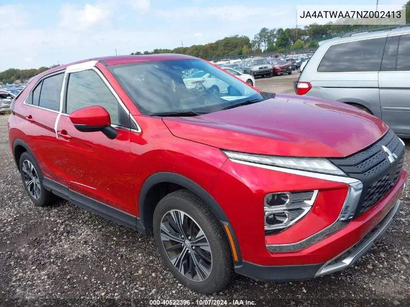 2022 Mitsubishi Eclipse Cross Se S-Awc/Se Special Edition S-Awc/Sel S-Awc/Sel Special Edition S-Awc VIN: JA4ATWAA7NZ002413 Lot: 40522396