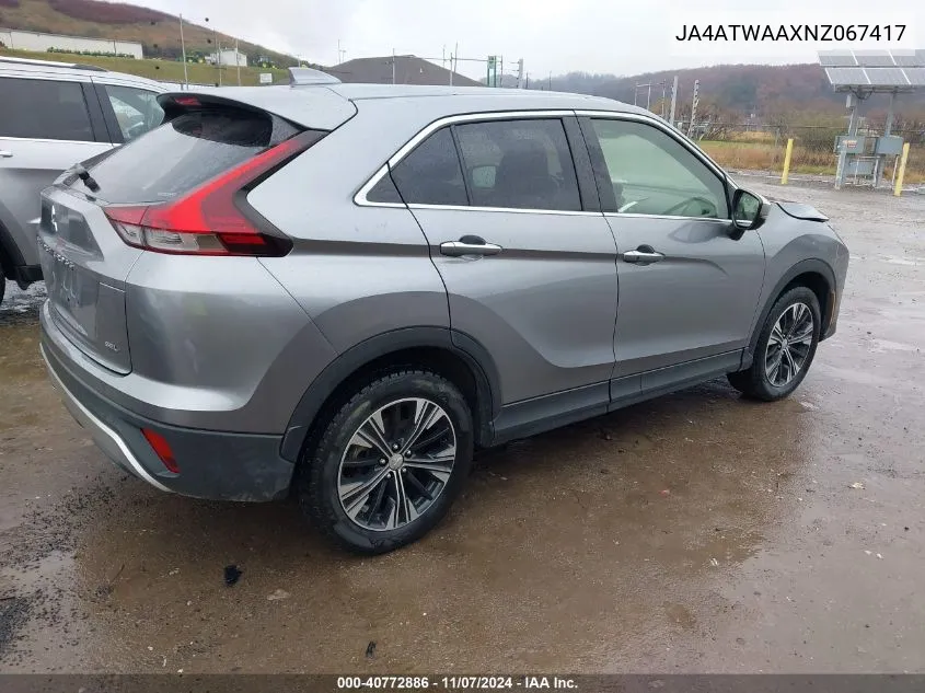 2022 Mitsubishi Eclipse Cross Se /Se Special Edition /Sel /Sel Special Edition VIN: JA4ATWAAXNZ067417 Lot: 40772886