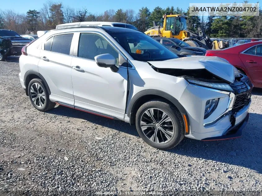 2022 Mitsubishi Eclipse Cross Se /Se Special Edition /Sel /Sel Special Edition VIN: JA4ATWAA2NZ004702 Lot: 40840173