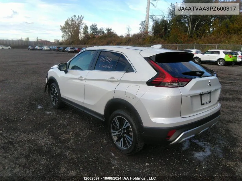 2023 Mitsubishi Eclipse Cross VIN: JA4ATVAA3PZ600317 Lot: 12062097