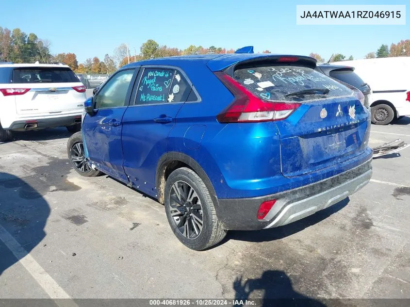 2024 Mitsubishi Eclipse Cross Se VIN: JA4ATWAA1RZ046915 Lot: 40681926