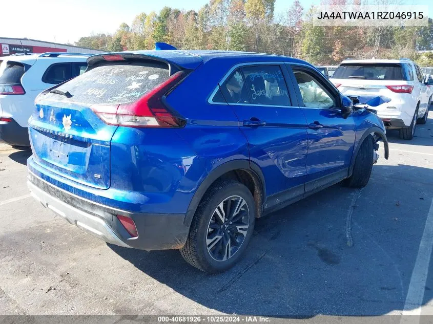 2024 Mitsubishi Eclipse Cross Se VIN: JA4ATWAA1RZ046915 Lot: 40681926