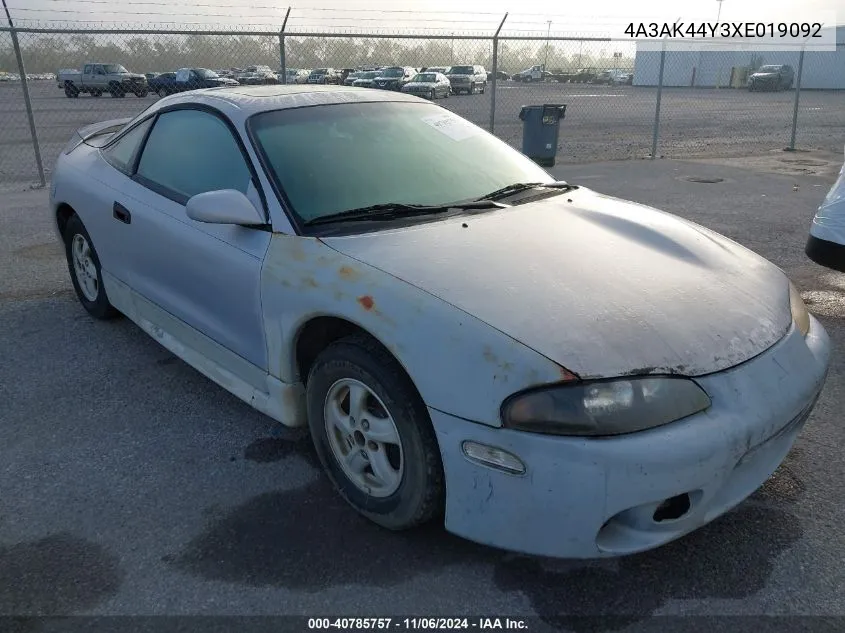 1999 Mitsubishi Eclipse Gs VIN: 4A3AK44Y3XE019092 Lot: 40785757