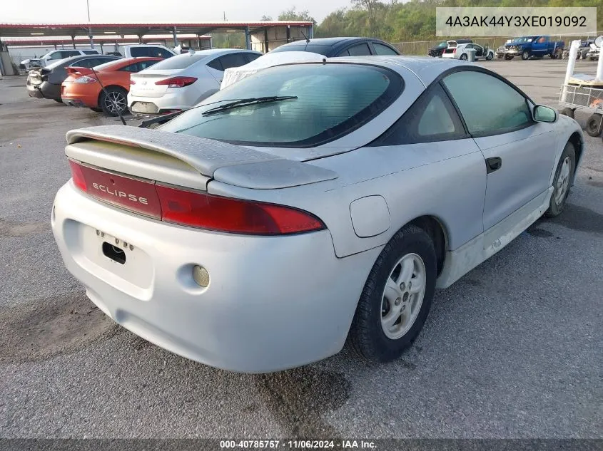 1999 Mitsubishi Eclipse Gs VIN: 4A3AK44Y3XE019092 Lot: 40785757