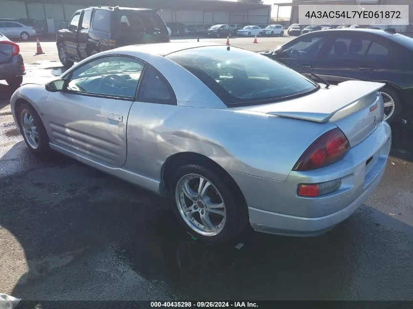 4A3AC54L7YE061872 2000 Mitsubishi Eclipse Gt