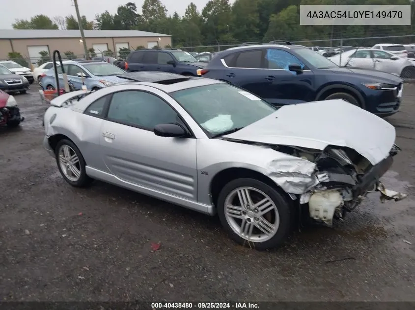 2000 Mitsubishi Eclipse Gt VIN: 4A3AC54L0YE149470 Lot: 40438480