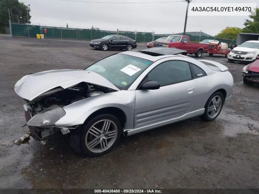 2000 Mitsubishi Eclipse Gt VIN: 4A3AC54L0YE149470 Lot: 40438480