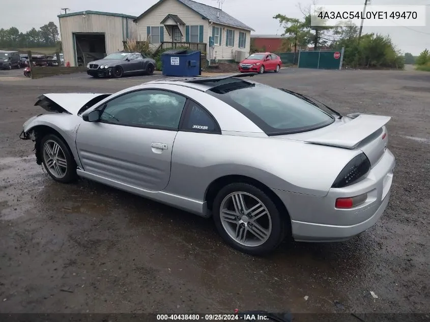 2000 Mitsubishi Eclipse Gt VIN: 4A3AC54L0YE149470 Lot: 40438480