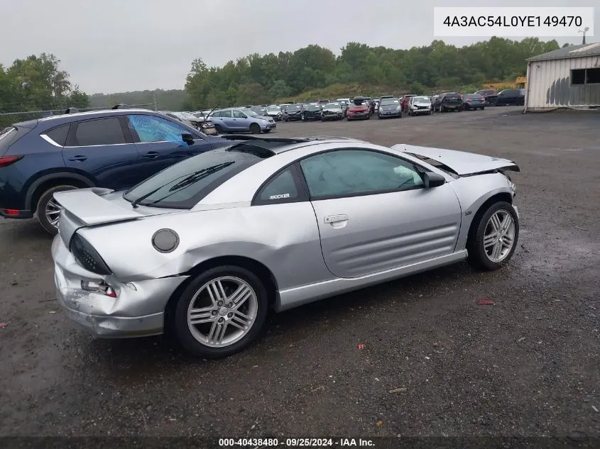 2000 Mitsubishi Eclipse Gt VIN: 4A3AC54L0YE149470 Lot: 40438480