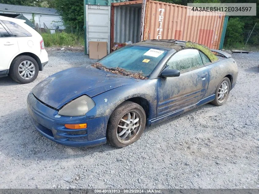 2002 Mitsubishi Eclipse Spyder Gt VIN: 4A3AE85H12E034597 Lot: 40193913