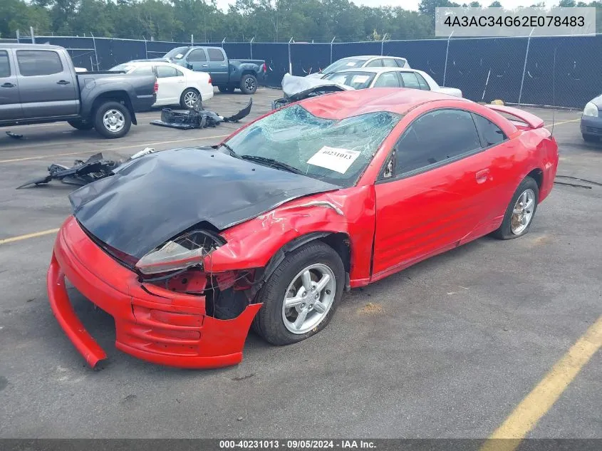 2002 Mitsubishi Eclipse Rs VIN: 4A3AC34G62E078483 Lot: 40231013