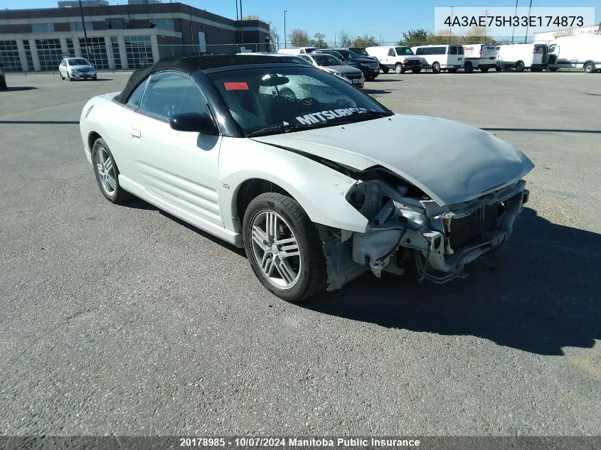 4A3AE75H33E174873 2003 Mitsubishi Eclipse Spyder Gts