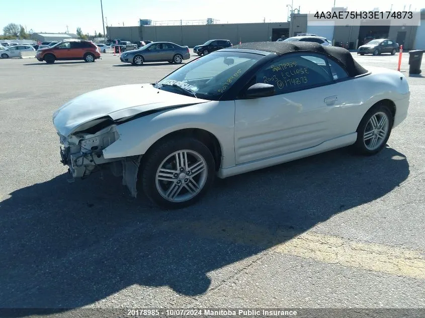 2003 Mitsubishi Eclipse Spyder Gts VIN: 4A3AE75H33E174873 Lot: 20178985