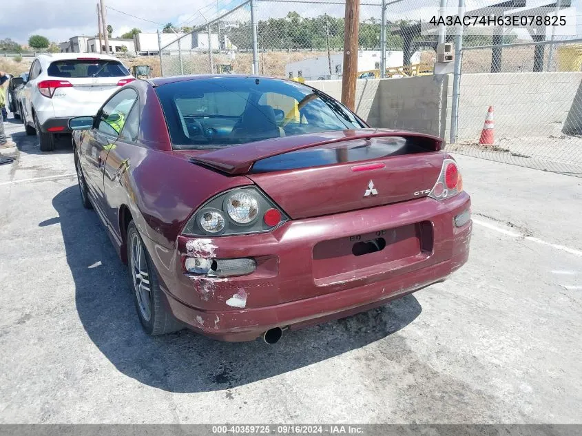 2003 Mitsubishi Eclipse Gts VIN: 4A3AC74H63E078825 Lot: 40359725