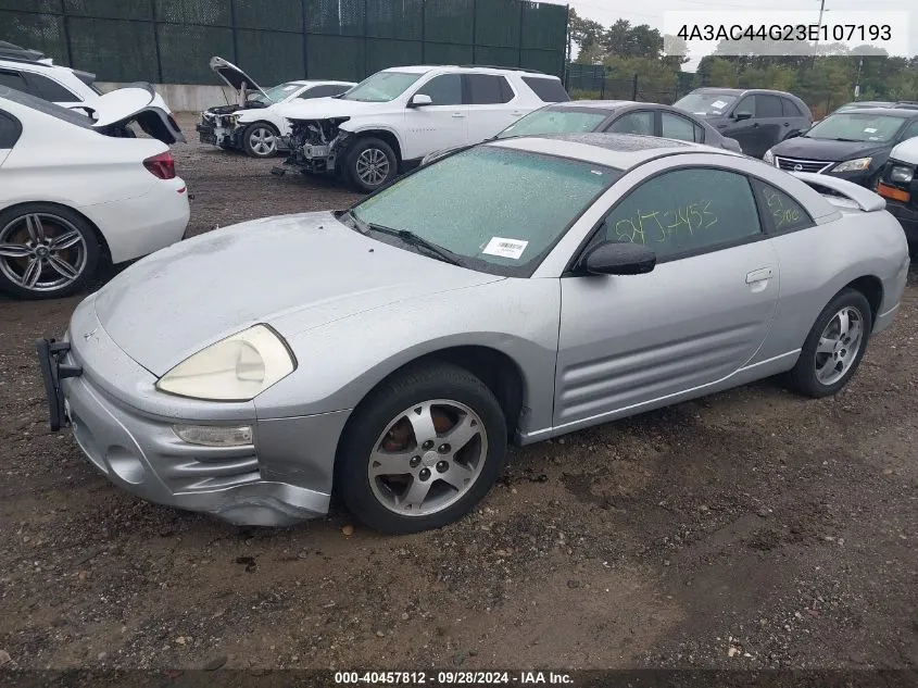 2003 Mitsubishi Eclipse Gs VIN: 4A3AC44G23E107193 Lot: 40457812