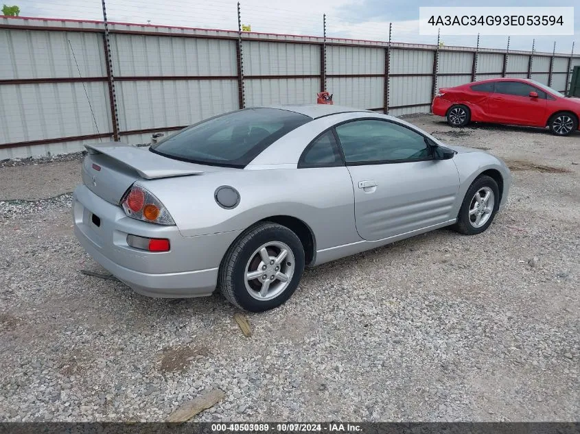 2003 Mitsubishi Eclipse Rs VIN: 4A3AC34G93E053594 Lot: 40503089