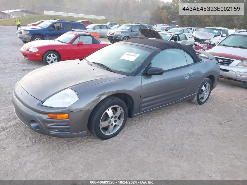 2003 Mitsubishi Eclipse Spyder Gs VIN: 4A3AE45G23E002159 Lot: 40689920