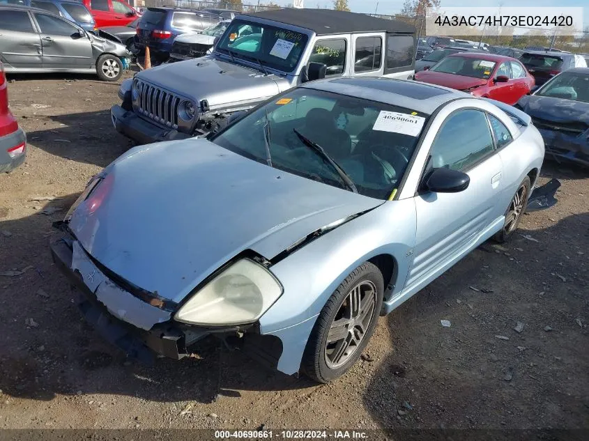 2003 Mitsubishi Eclipse Gts VIN: 4A3AC74H73E024420 Lot: 40690661