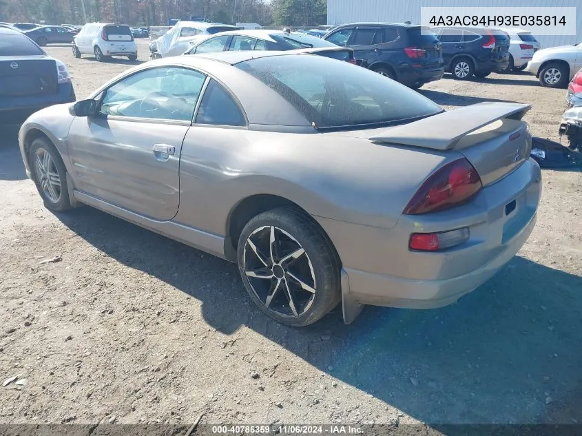 2003 Mitsubishi Eclipse Gt VIN: 4A3AC84H93E035814 Lot: 40785359