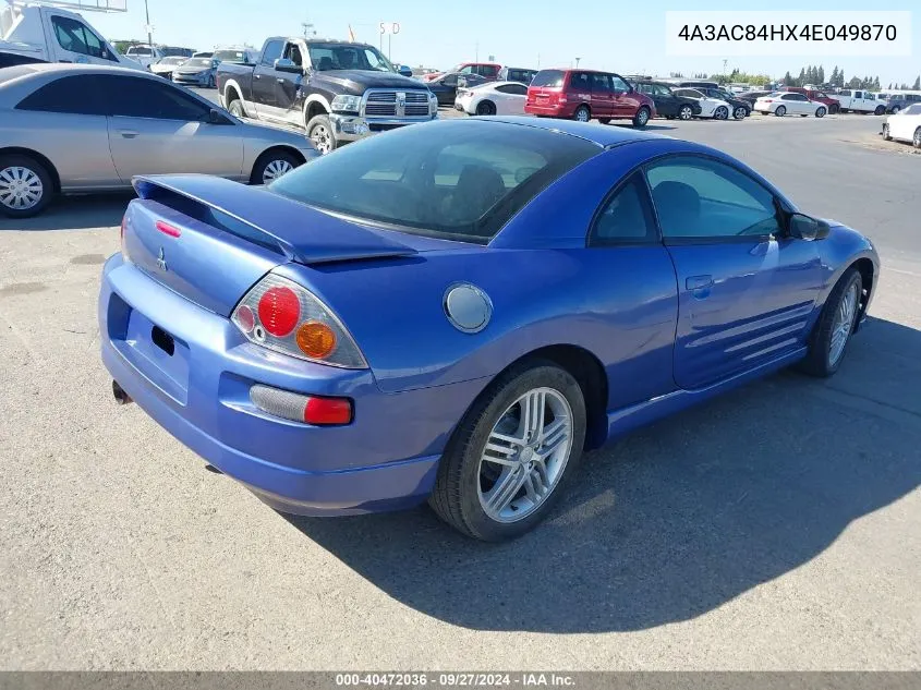 2004 Mitsubishi Eclipse Gt VIN: 4A3AC84HX4E049870 Lot: 40472036