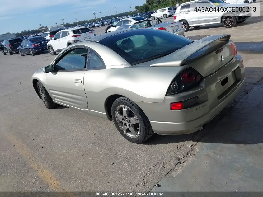 2005 Mitsubishi Eclipse Gs VIN: 4A3AC44GX5E006213 Lot: 40806325