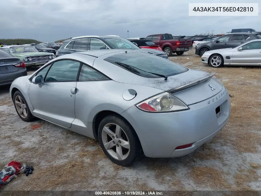 2006 Mitsubishi Eclipse Gt VIN: 4A3AK34T56E042810 Lot: 40620836