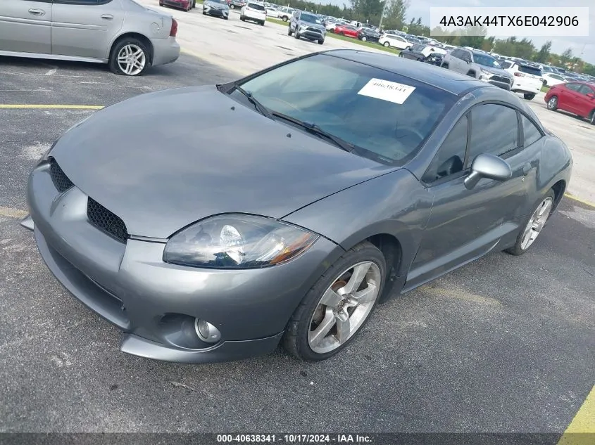 2006 Mitsubishi Eclipse Gt VIN: 4A3AK44TX6E042906 Lot: 40638341