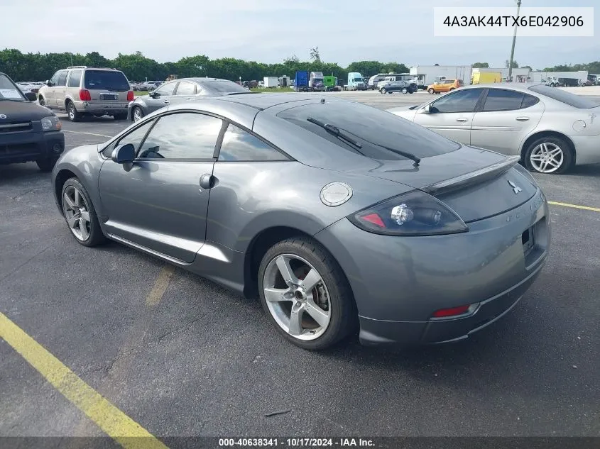 2006 Mitsubishi Eclipse Gt VIN: 4A3AK44TX6E042906 Lot: 40638341