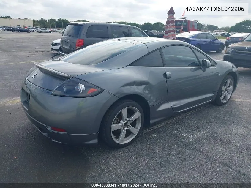 2006 Mitsubishi Eclipse Gt VIN: 4A3AK44TX6E042906 Lot: 40638341