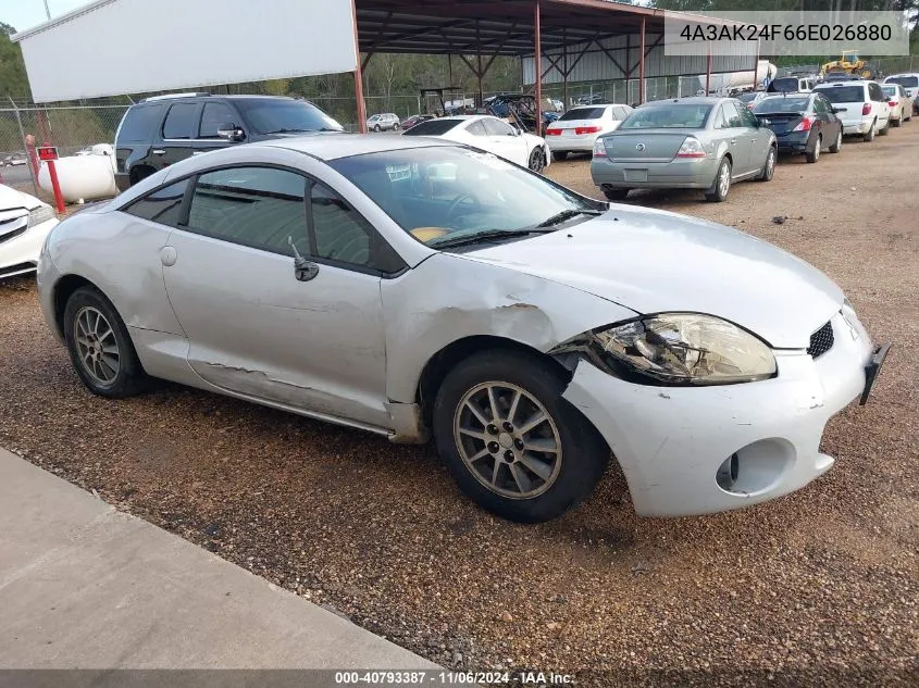 2006 Mitsubishi Eclipse Gs VIN: 4A3AK24F66E026880 Lot: 40793387