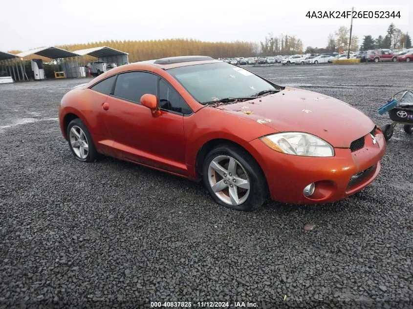 2006 Mitsubishi Eclipse Gs VIN: 4A3AK24F26E052344 Lot: 40837825