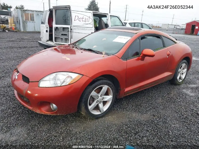 2006 Mitsubishi Eclipse Gs VIN: 4A3AK24F26E052344 Lot: 40837825