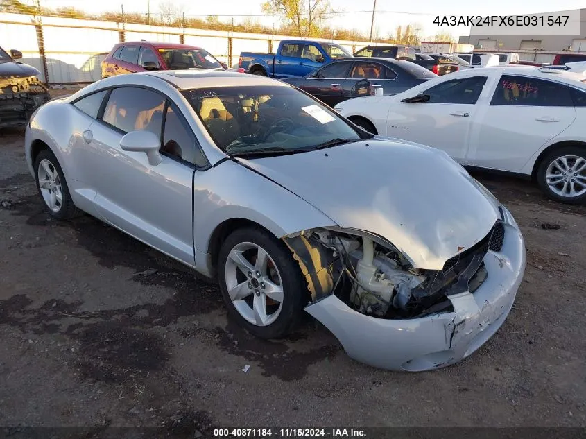 2006 Mitsubishi Eclipse Gs VIN: 4A3AK24FX6E031547 Lot: 40871184