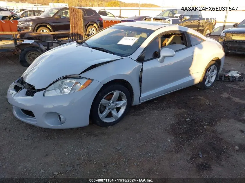 2006 Mitsubishi Eclipse Gs VIN: 4A3AK24FX6E031547 Lot: 40871184