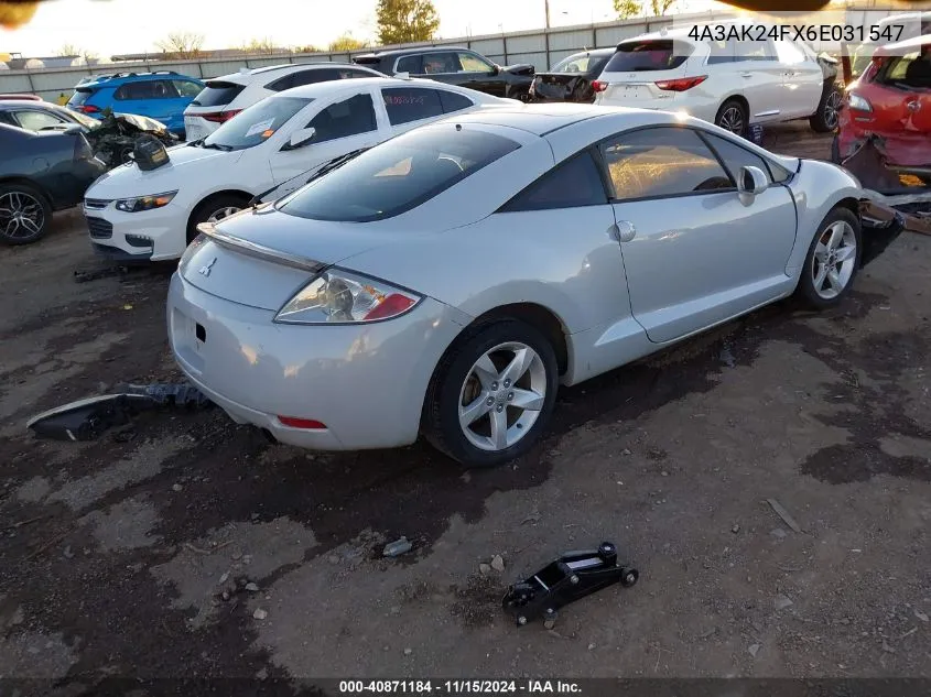 2006 Mitsubishi Eclipse Gs VIN: 4A3AK24FX6E031547 Lot: 40871184