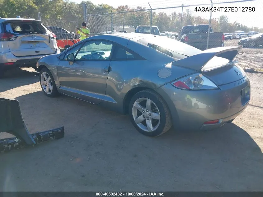 2007 Mitsubishi Eclipse Gt VIN: 4A3AK34T27E012780 Lot: 40502432