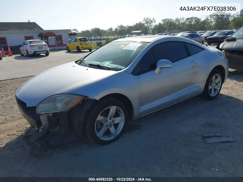 2007 Mitsubishi Eclipse Gs VIN: 4A3AK24FX7E038306 Lot: 40592320