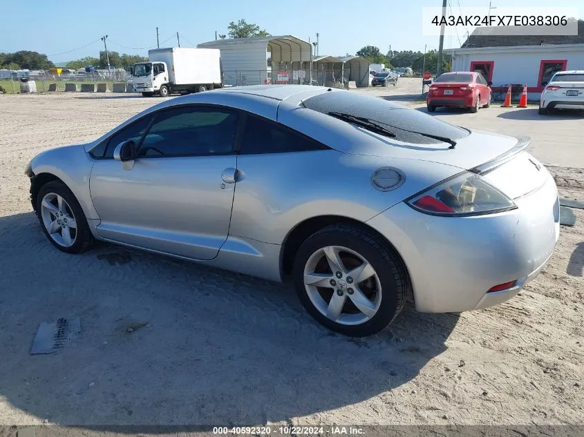 2007 Mitsubishi Eclipse Gs VIN: 4A3AK24FX7E038306 Lot: 40592320