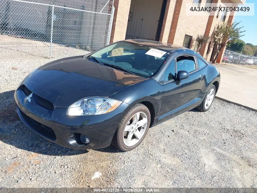 2007 Mitsubishi Eclipse Gs VIN: 4A3AK24FX7E043439 Lot: 40732720