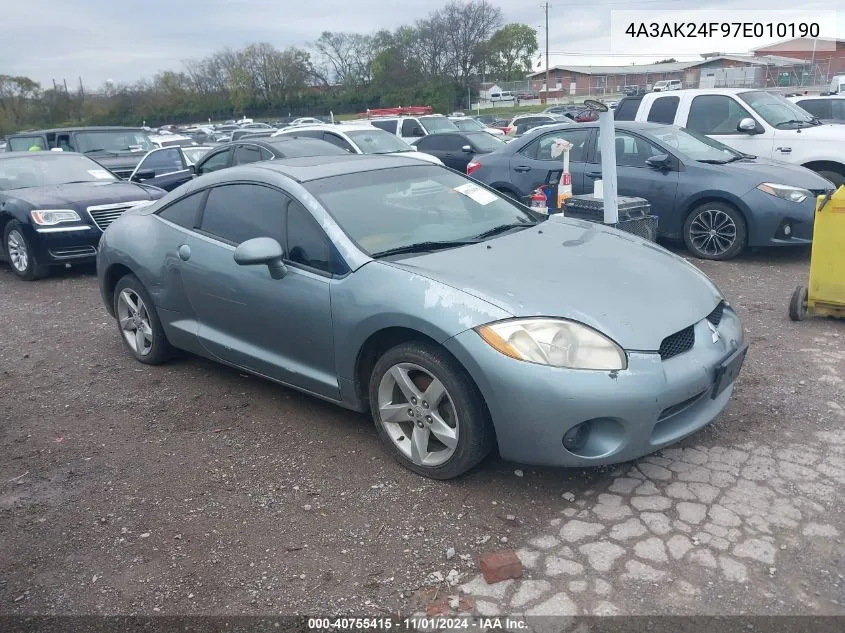 2007 Mitsubishi Eclipse Gs VIN: 4A3AK24F97E010190 Lot: 40755415