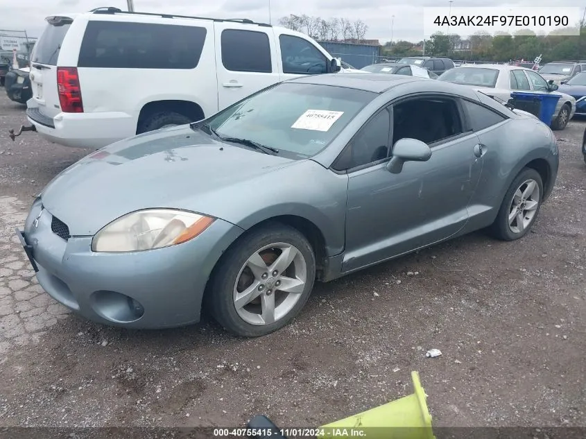 2007 Mitsubishi Eclipse Gs VIN: 4A3AK24F97E010190 Lot: 40755415