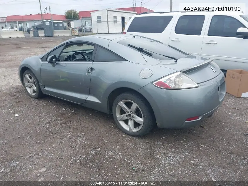 2007 Mitsubishi Eclipse Gs VIN: 4A3AK24F97E010190 Lot: 40755415