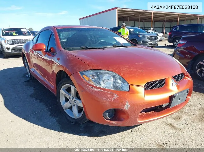 2007 Mitsubishi Eclipse Gs VIN: 4A3AK24F87E023108 Lot: 40828496