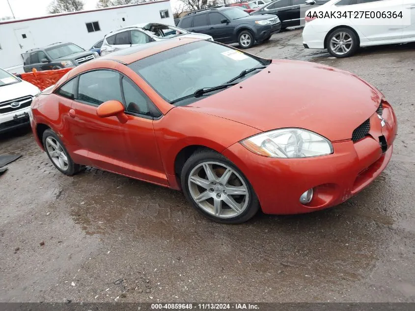 2007 Mitsubishi Eclipse Gt VIN: 4A3AK34T27E006364 Lot: 40859648