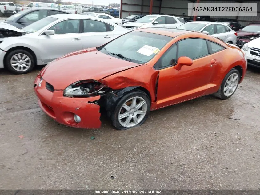 2007 Mitsubishi Eclipse Gt VIN: 4A3AK34T27E006364 Lot: 40859648