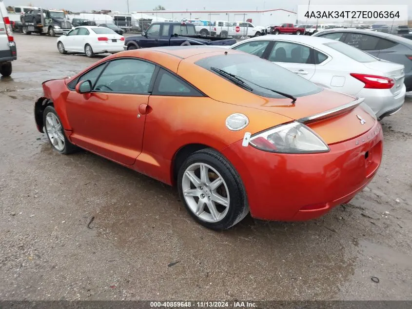 2007 Mitsubishi Eclipse Gt VIN: 4A3AK34T27E006364 Lot: 40859648